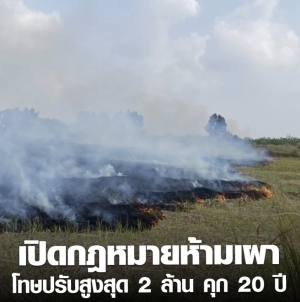 ประชาสัมพันธ์กองอำนวยการป้องกันและบรรเทาสาธารณภัยจังหวัดอุบลราชธานี เรื่องห้ามเผาเพื่อลดปัญหามลพิษทางอากาศ